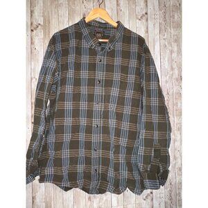 C.E. Schmidt Men's 3XL Green & Blue Plaid Button-Up Long Sleeve Shirt Workwear